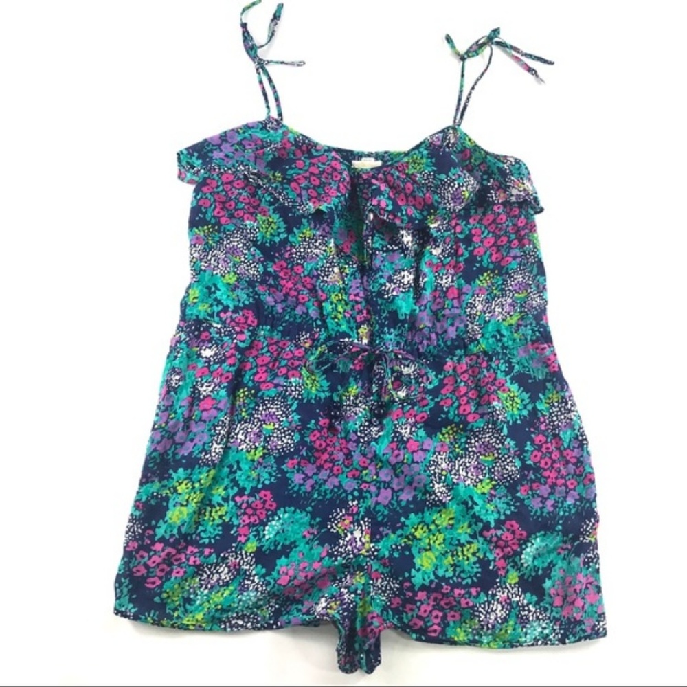 Shoshanna Abstract Floral Cotton Romper Sz Large - Picture 2 of 4